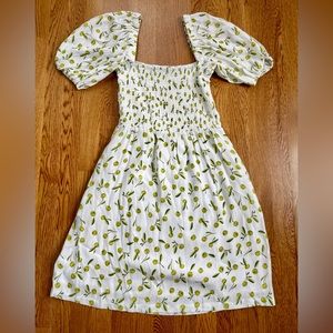 Seafolly Pear Print Puff Sleeve Smocked Dress - Size S